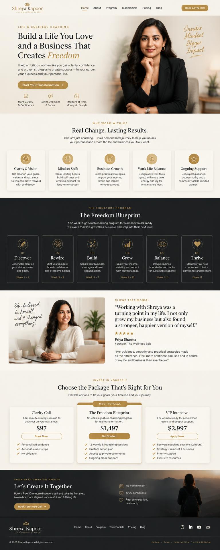 Sample coaching landing page